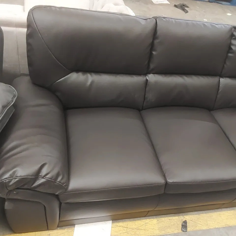 QUALITY DESIGNER 3-SEATER FAUX LEATHER UPHOLSTERED SOFA
