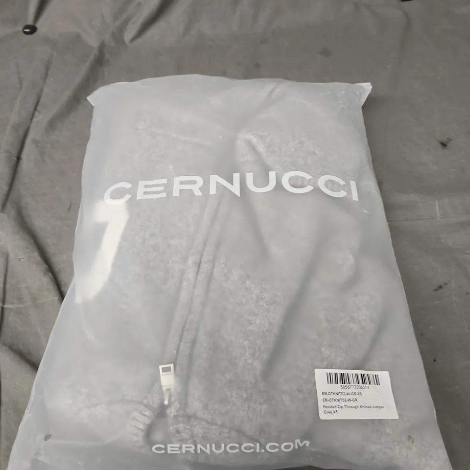 BAGGED CERNUCCI HOODED ZIP KNITTED JUMPER - SIZE XS