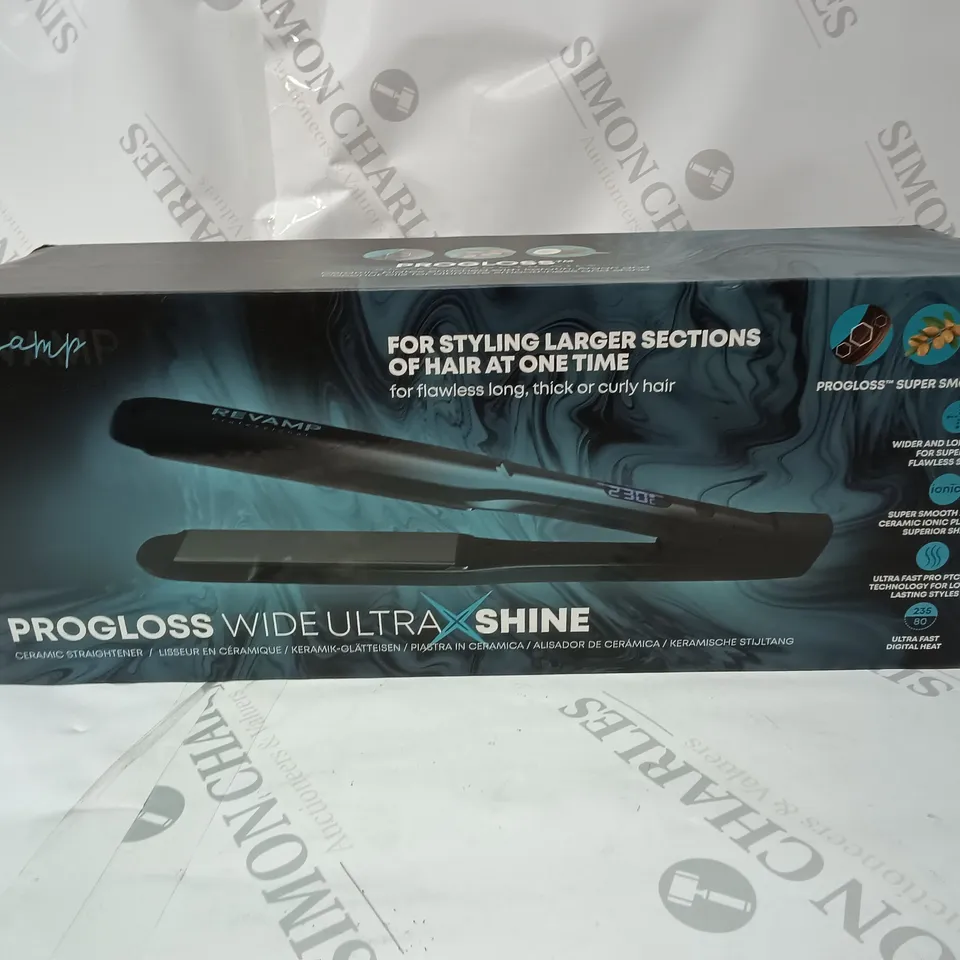 REVAMP PROGLOSS WIDE ULTRA X SHINE CERAMIC HAIR STRAIGHTENER