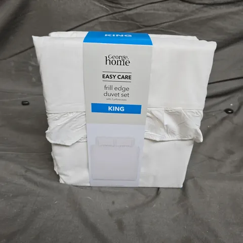 EASY CARE FIRLL EDGE DUVET SET IN WHITE - KING