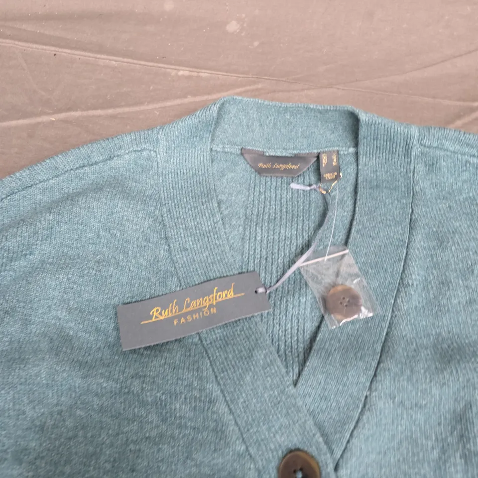 RUTH LANGFORD FASHION TEAL KNIT CARDIGAN – WOMEN'S CARDIGAN - UK MEDIUM