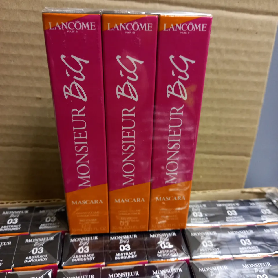 BOXED LOT OF APPROX. 56 X  3 X LANCOME MONSIEUR BIG MASCARA ABSTRACT BURGUNDY 10ML