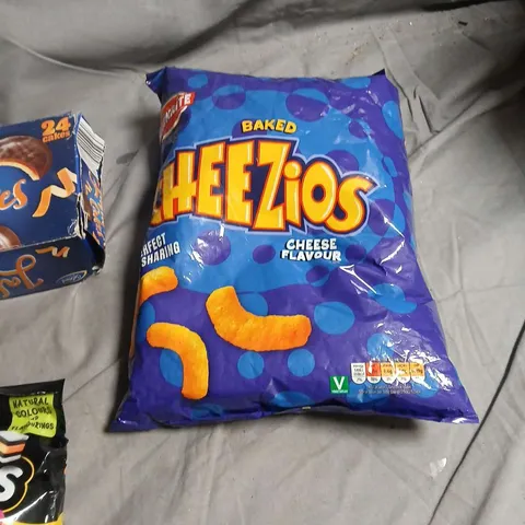 BOX OF APPROXIMATELY 12 ASSORTED FOOD ITEMS INCLUDING BELMONT JAFFA CAKES BOX WITH DOMINION ALLSORTS SNACK BAG