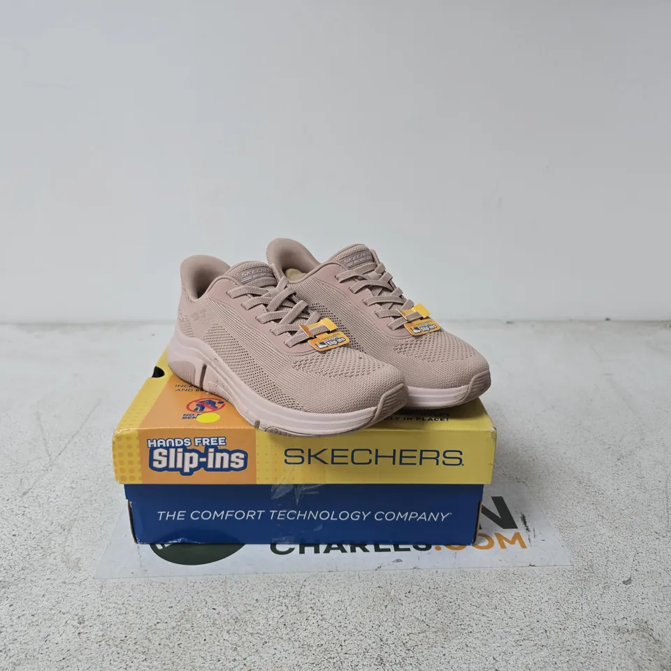 SKECHERS HANDS FREE SLIP-INS WOMEN’S BEIGE SLIP-ON TRAINERS – BOXED UK 4