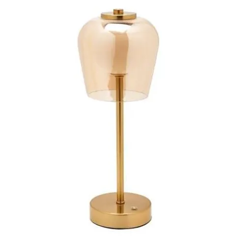 BOXED HESTIA BRONZE USB LED TOUCH TABLE LAMP - GLASS SHADE