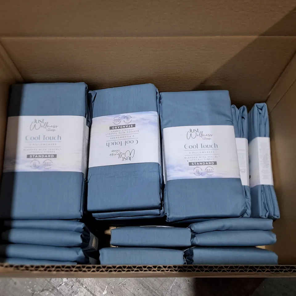 LOT OF APPROXIMATELY 30 AS NEW COOL TOUCH STEEL BLUE PILLOWCASE PAIRS