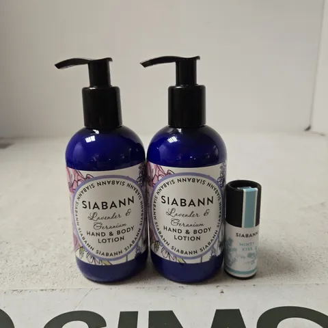 SIABANN LAVENDER & GERANIUM HAND & BODY LOTION (2 BOTTLES) + MINT KISS LIP BALM