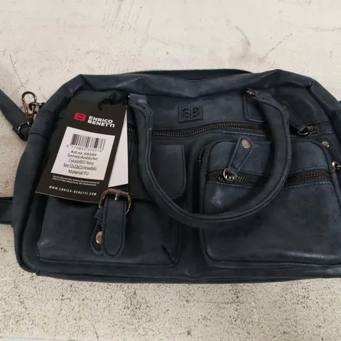 ENRICO BENETTI HANDBAG – NAVY BLUE WITH ZIP POCKETS
