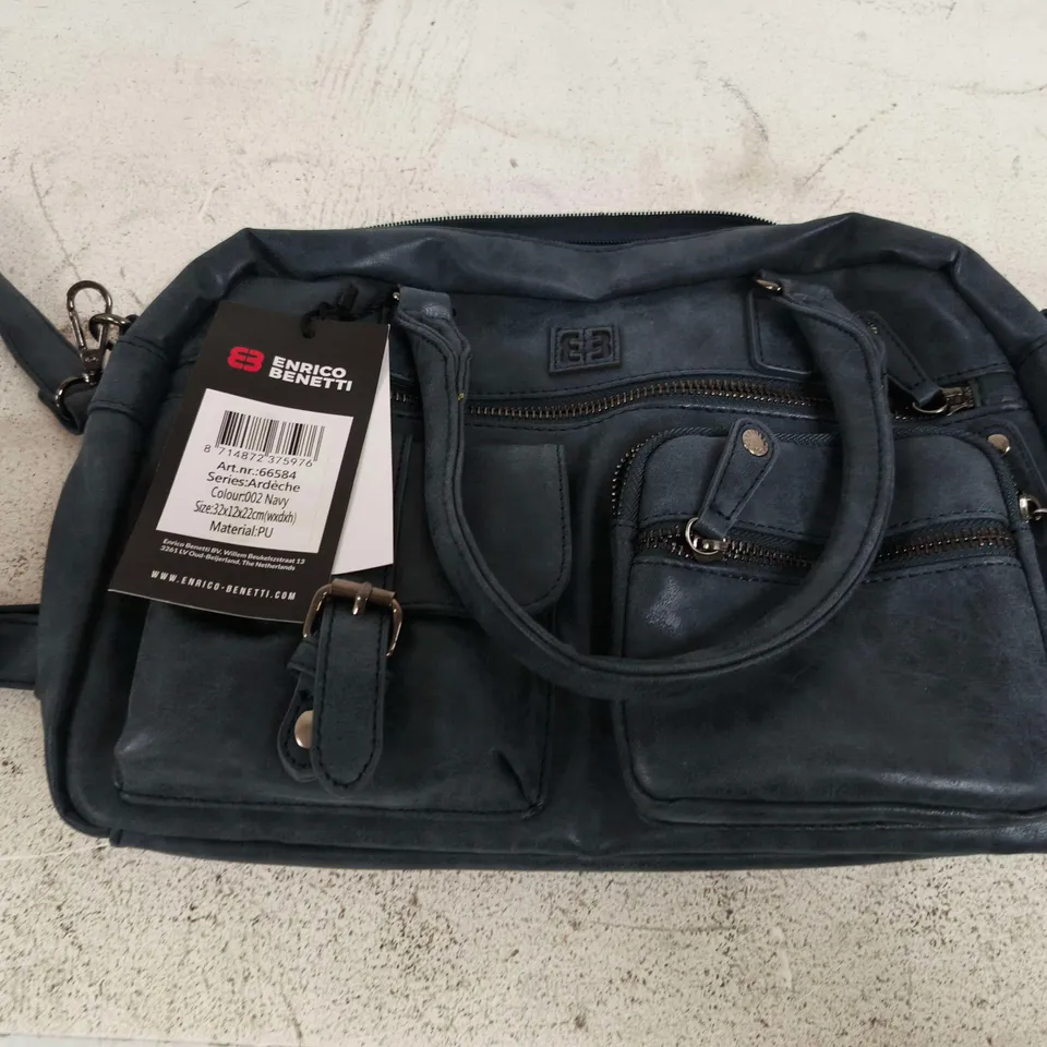 ENRICO BENETTI HANDBAG – NAVY BLUE WITH ZIP POCKETS