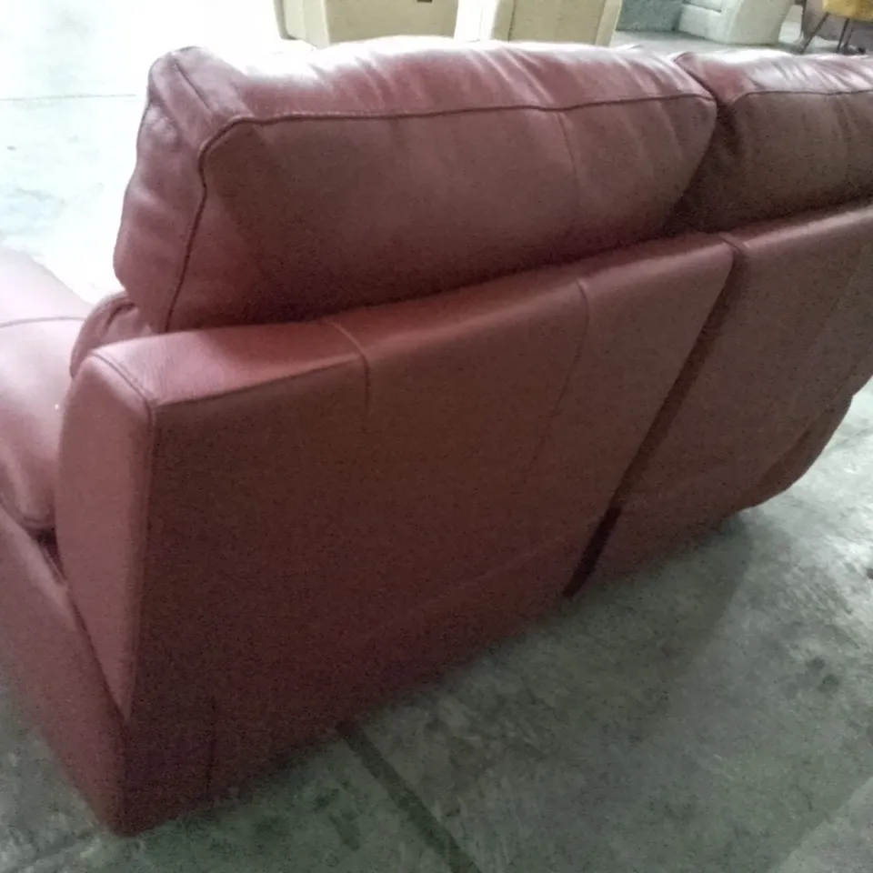 QUALITY ITALIAN DESIGNER PATRIZIO 2 SEATER ELETRIC RECLINER SOFA - DARK RED LEATHER