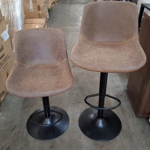 JENINNE HEIGHT ADJUSTABLE SWIVEL BAR STOOLS - BROWN (SET OF 2)