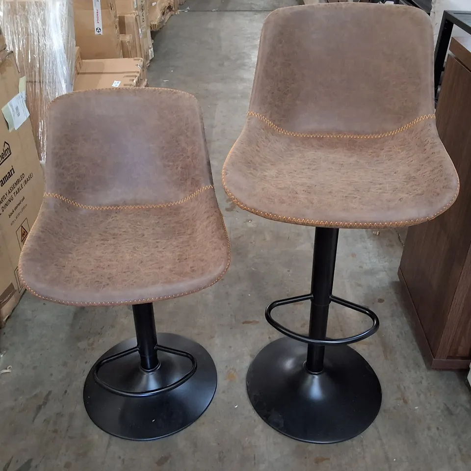 JENINNE HEIGHT ADJUSTABLE SWIVEL BAR STOOLS - BROWN (SET OF 2)