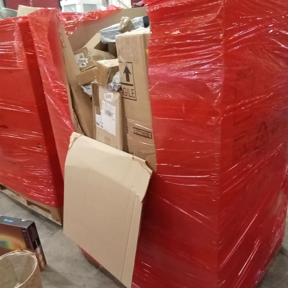 PALLET OF ASSORTED HOUSEHOLD GOODS AND PRODUCTS TO INCLUDE; CEILING LIGHT, DISH RACK, BASKET ETC