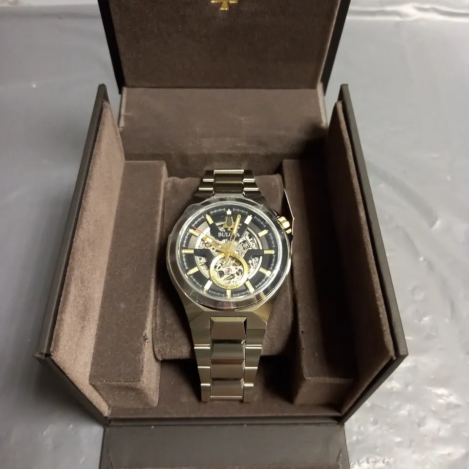 BULOVA MENS MAQUINA AUTOMATIC BLACK SKELETON DIAL WATCH