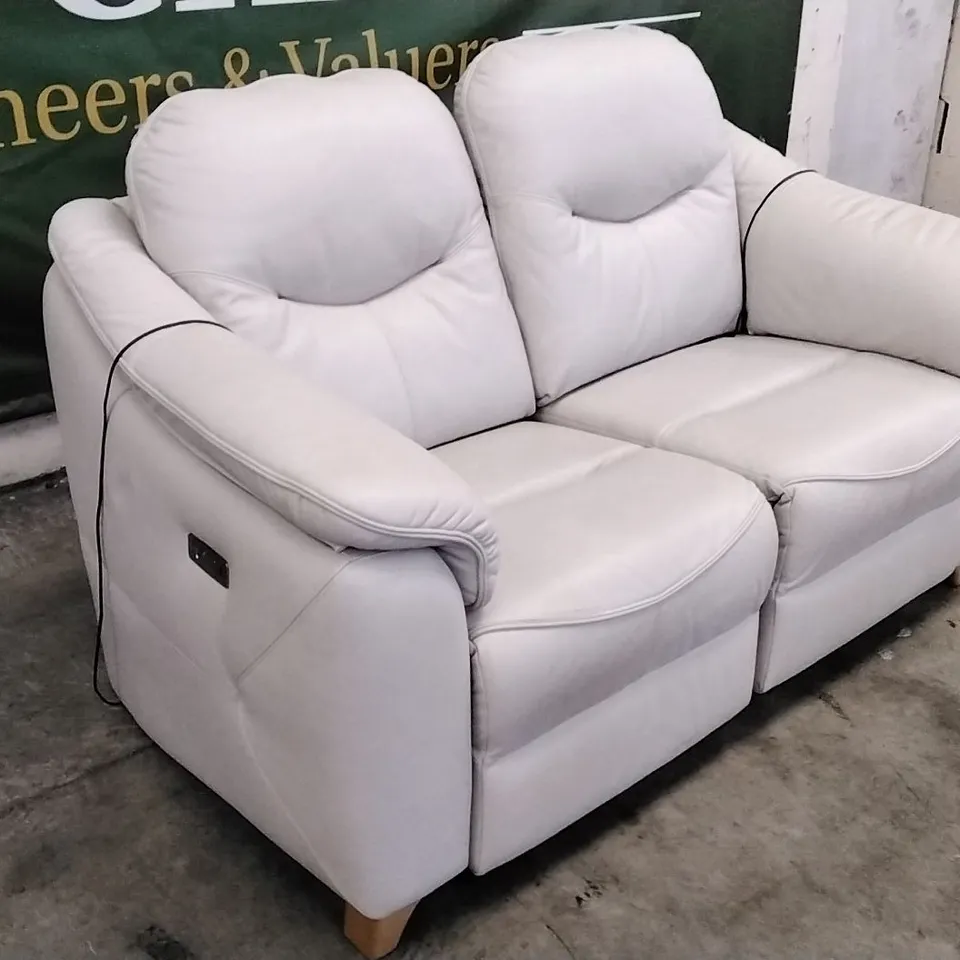 QUALITY BRITISH DESIGNED & MANUFACTURED G PLAN JACKSON 2 SEATER POWER RECLINER SOFA CAPRI CHALK LEATHER
