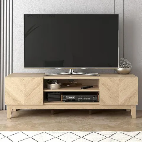BOXED GALANO HANWELL 2 DOOR TV UNIT β 139CM ENTERTAINMENT CENTRE FOR UP TO 65" TV β LARGE STORAGE TV STAND CABINET FOR LIVING ROOM β MODERN MEDIA CONSOLE IN OSLO OAK FINISH