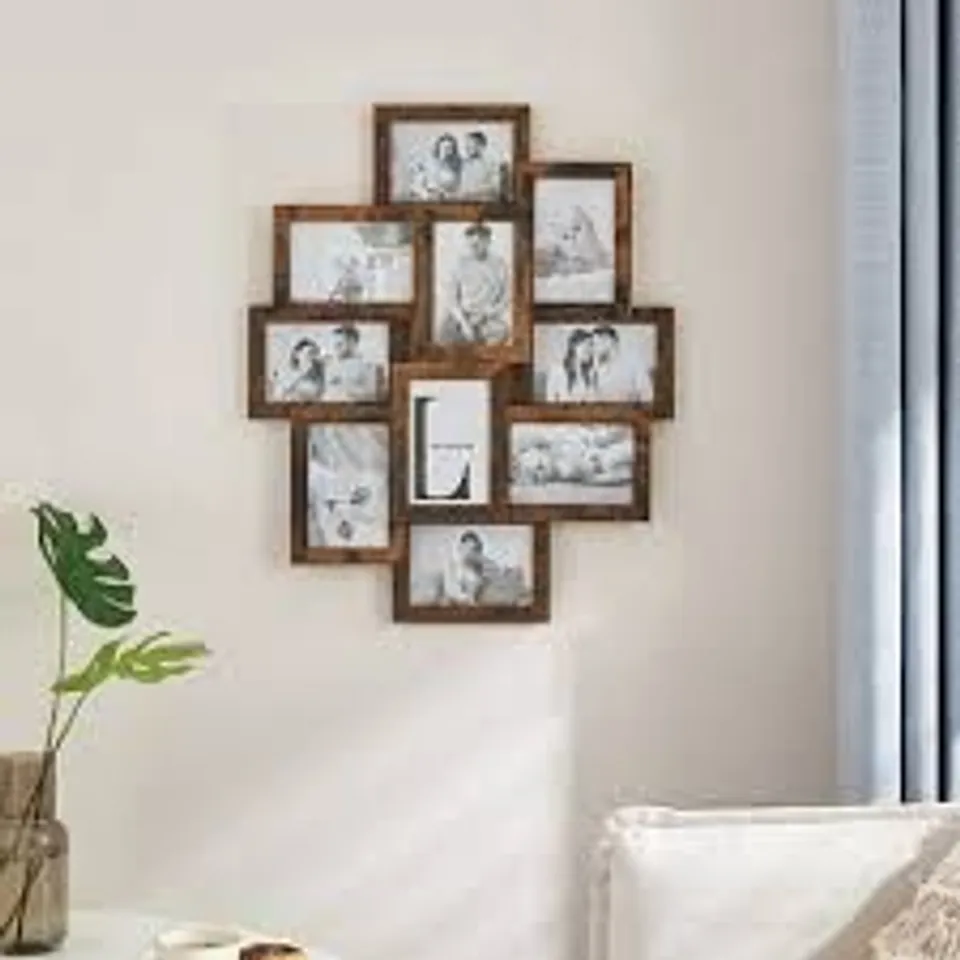 BOXED SONGMICS COLLAGE PICTURE FRAME - RUSTIC BROWN 