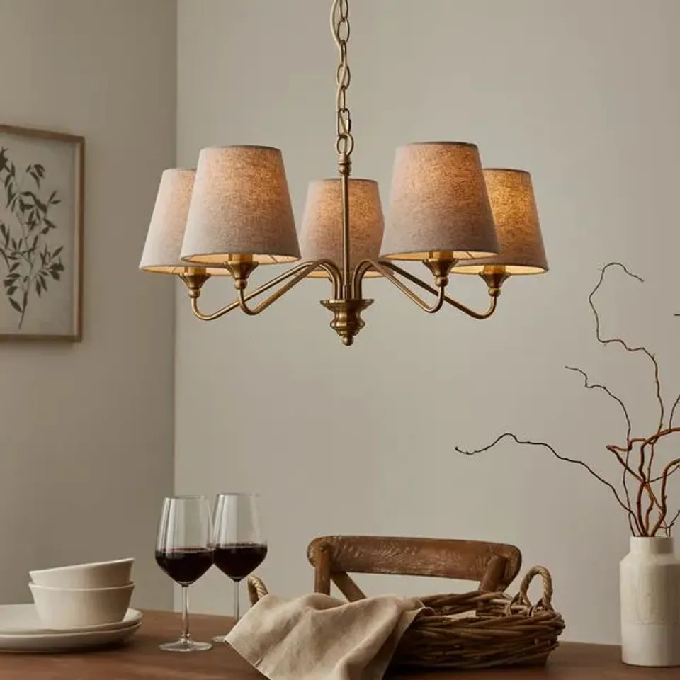 BOXED ENID METAL 5 LIGHT CHANDELIER