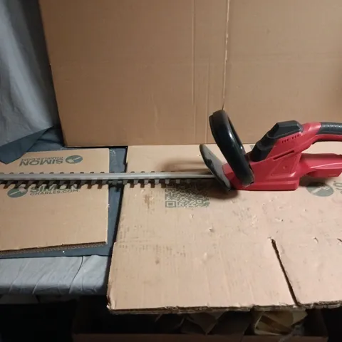 CORDLESS HEDGE TRIMMER – RED, BATTERY-POWERED (NO BATTERY)