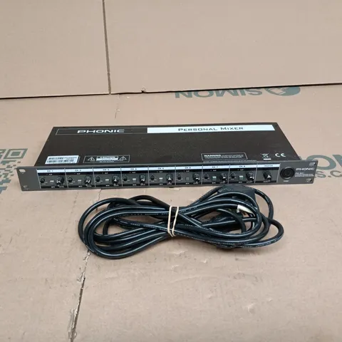 PHONIC PM 801 8 CHANNEL PERSONAL MIXER WITH MUTE AND TONE CONTROL + PLUG UNBOXED