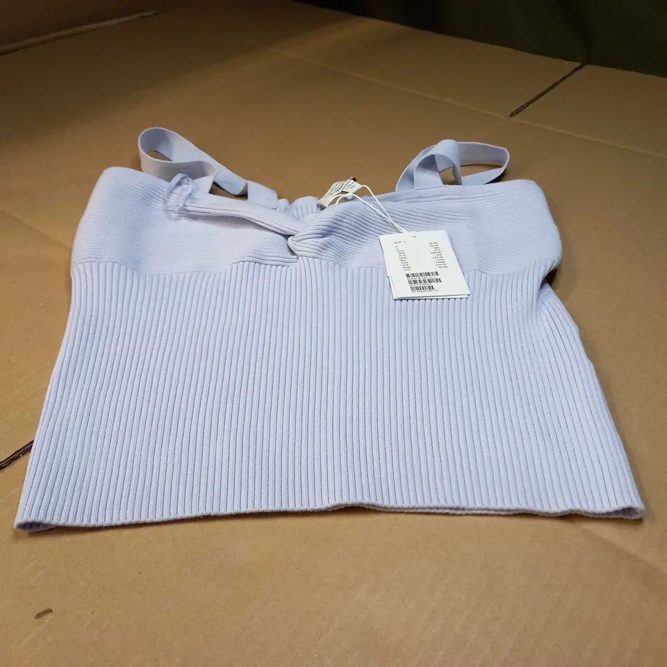 &OTHER STORIES LILAC RIBBED CROPPED TOP - LARGE