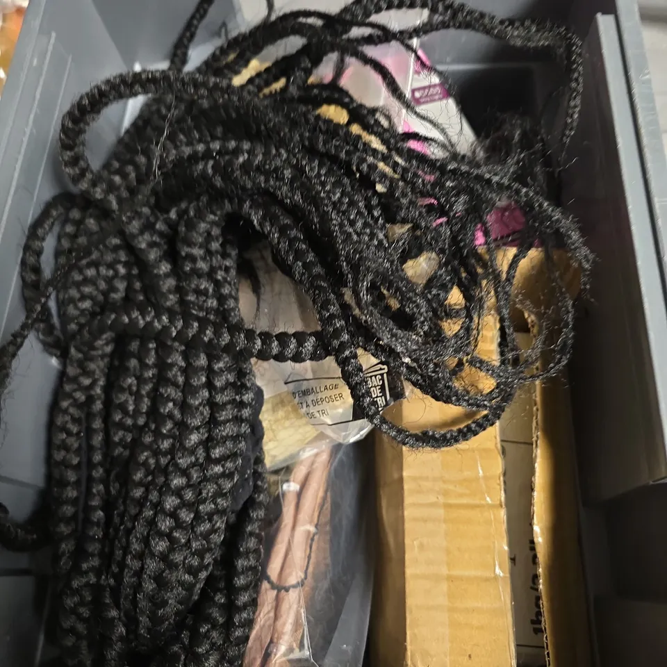 APPROXIMATELY 8 ASSORTED HEALTH AND BEAUTY PRODUCTS INCLUDING HAIR EXTENSIONS , 100% SOAP BASE AND PIXIE EXTRA SMALL PERIOD CUP 