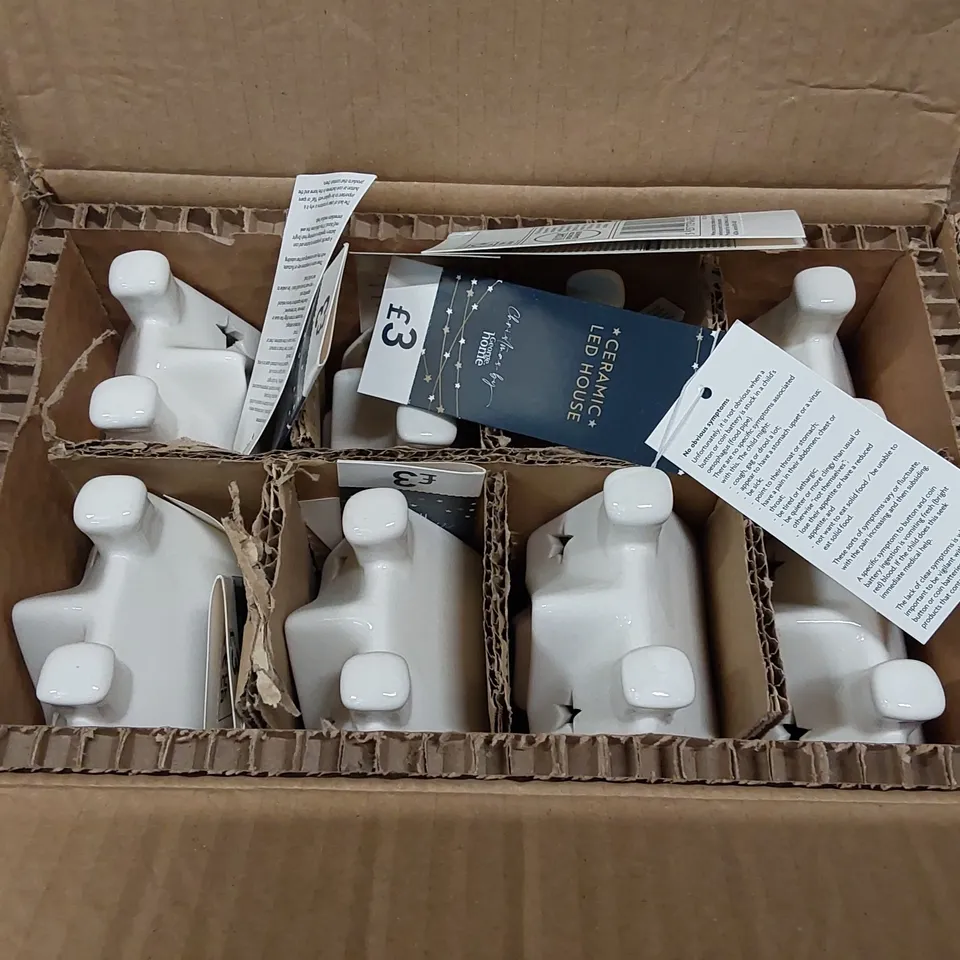 BOX OF 8X BRAND NEW CERAMIC LED HOUSE DECORATIONS (1 BOX)