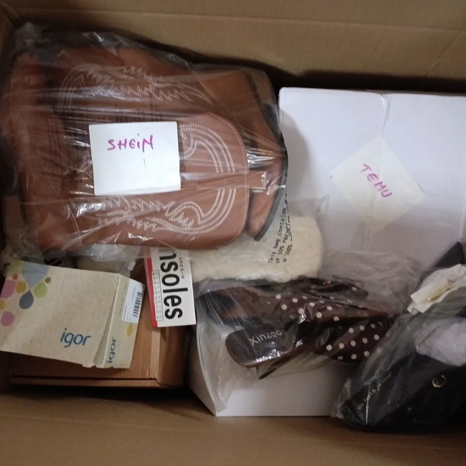 APPROXIMATELY 20 ASSORTED PAIRS OF SHOES AND FOOTWEAR ITEMS IN VARIOUS STYLES AND SIZES TO INCLUDE BRANDS SUCH AS 9KSAFETYJB, ON FEET & IN LOVE, XINZEDA, ETC