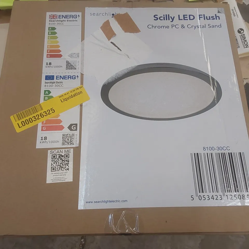 BOXED 1-LIGHT LED FLUSH MOUNT FIXTURE FINISH:CHROME SIZE: 2.5CM H X 30CM W X 30CM D