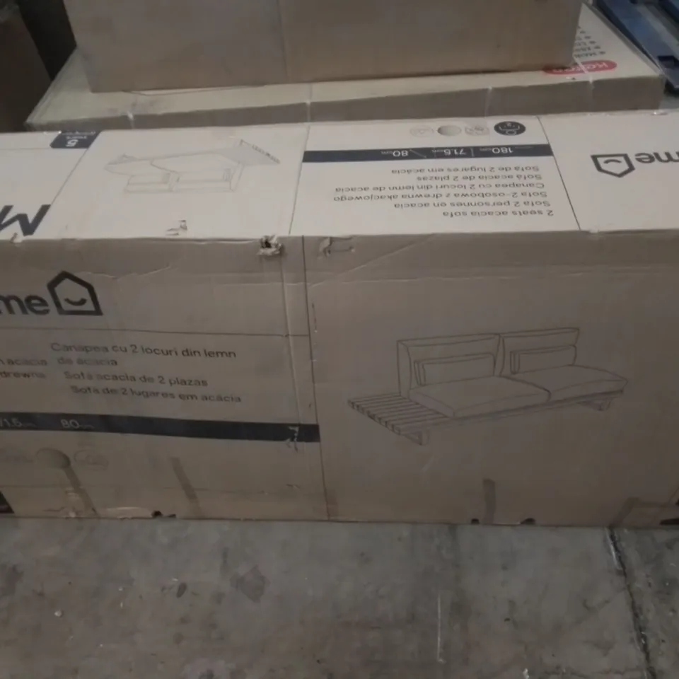 BOXED GOODHOME MOALA 2 SEATER ACACIA SOFA 