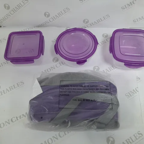 LOCKNLOCK SET 3 MINI TUPPERWARE AND TOTES IN PURPLE 