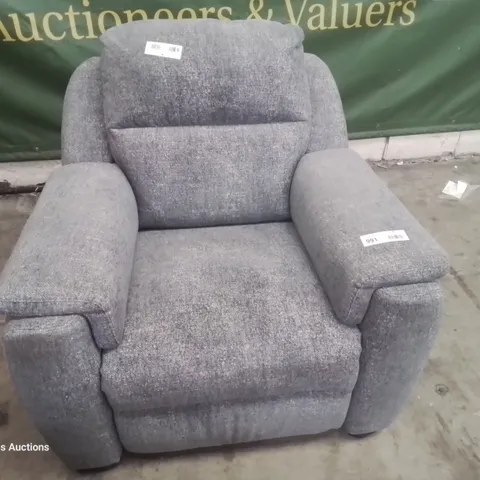 QUALITY ITALUAN DESIGNER & MANUFACTURED PARMA POWER RECLINING EASY CHAIR CARMARGE GREY FABRIC
