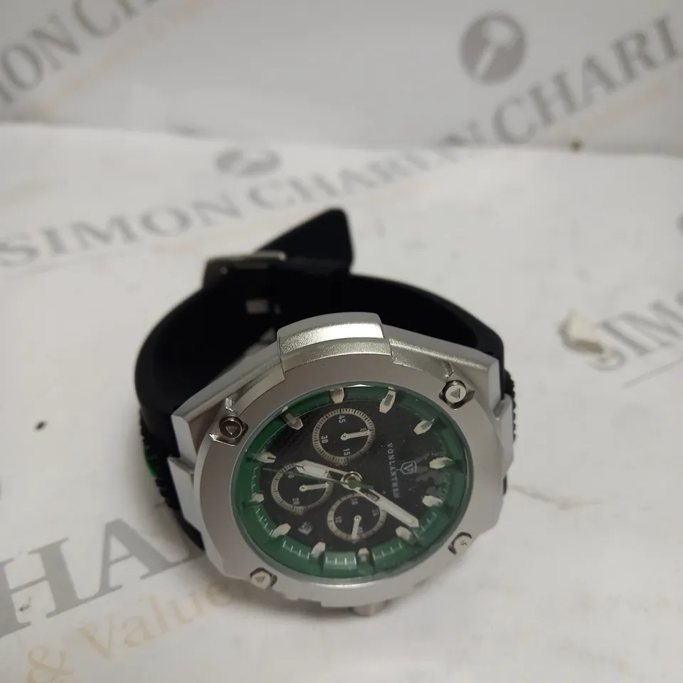 MENS VONLANTHEN CHRONOGRAPH WATCH – V200 – TEXTURED DIAL – 3ATM WATER RESISTANT – BLACK RUBBER STRAP