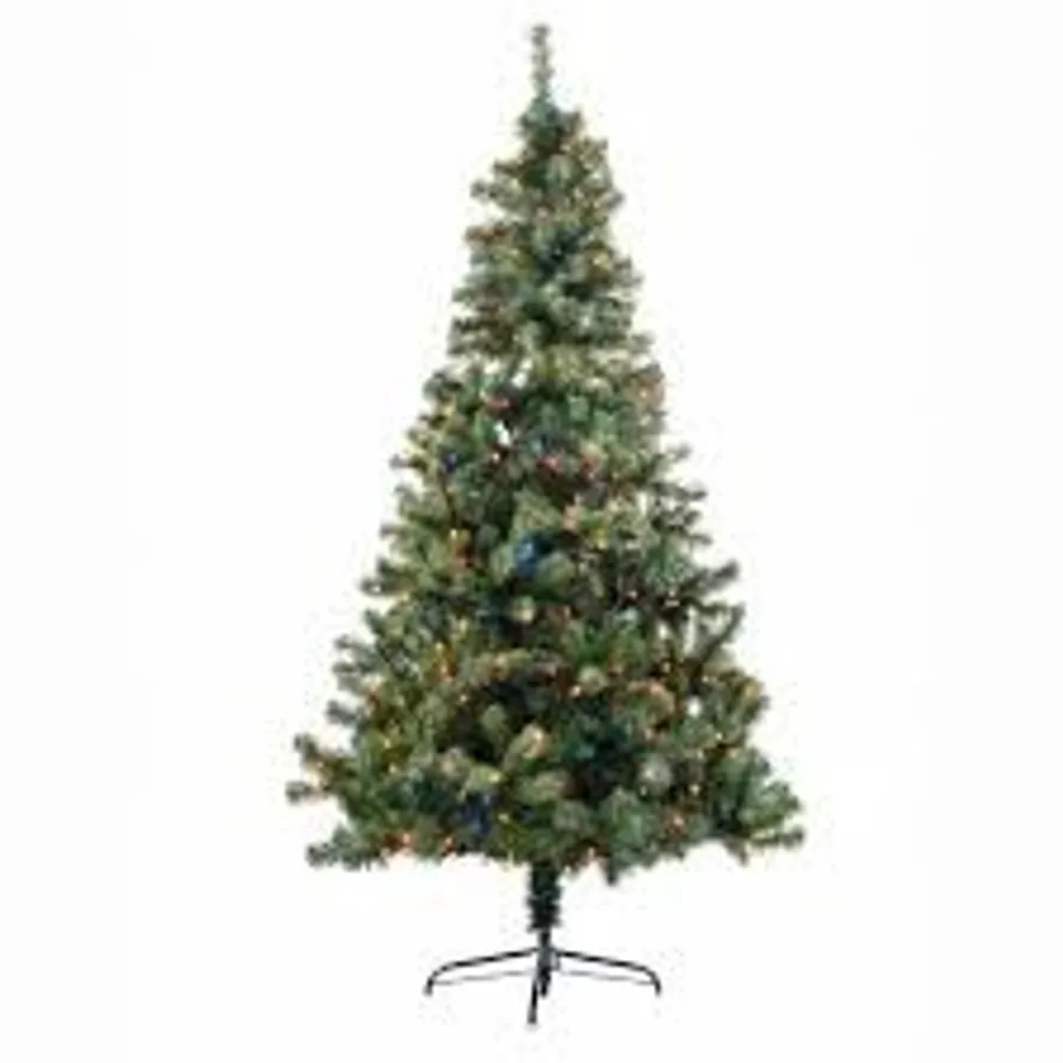 BOXED 6FT GREEN LIGHTED ARTIFICIAL PINE CHRISTMAS TREE WITH STAND