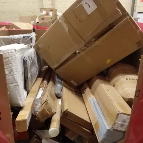 PALLET OF ASSORTED HOUSEHOLD GOODS AND PRODUCTS TO INCLUDE; BED RAILS FOR BABY, CARPET KNEE KICKER, OFFICE ITEMS ETC