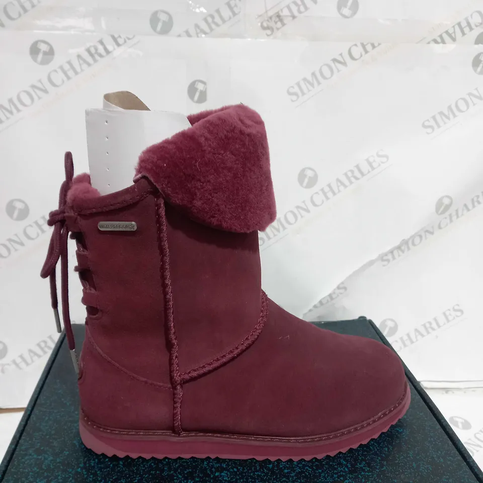 BOXED EMU AUSTRALIA BIRDWOOD BOOTS, MERIOT - SIZE 6