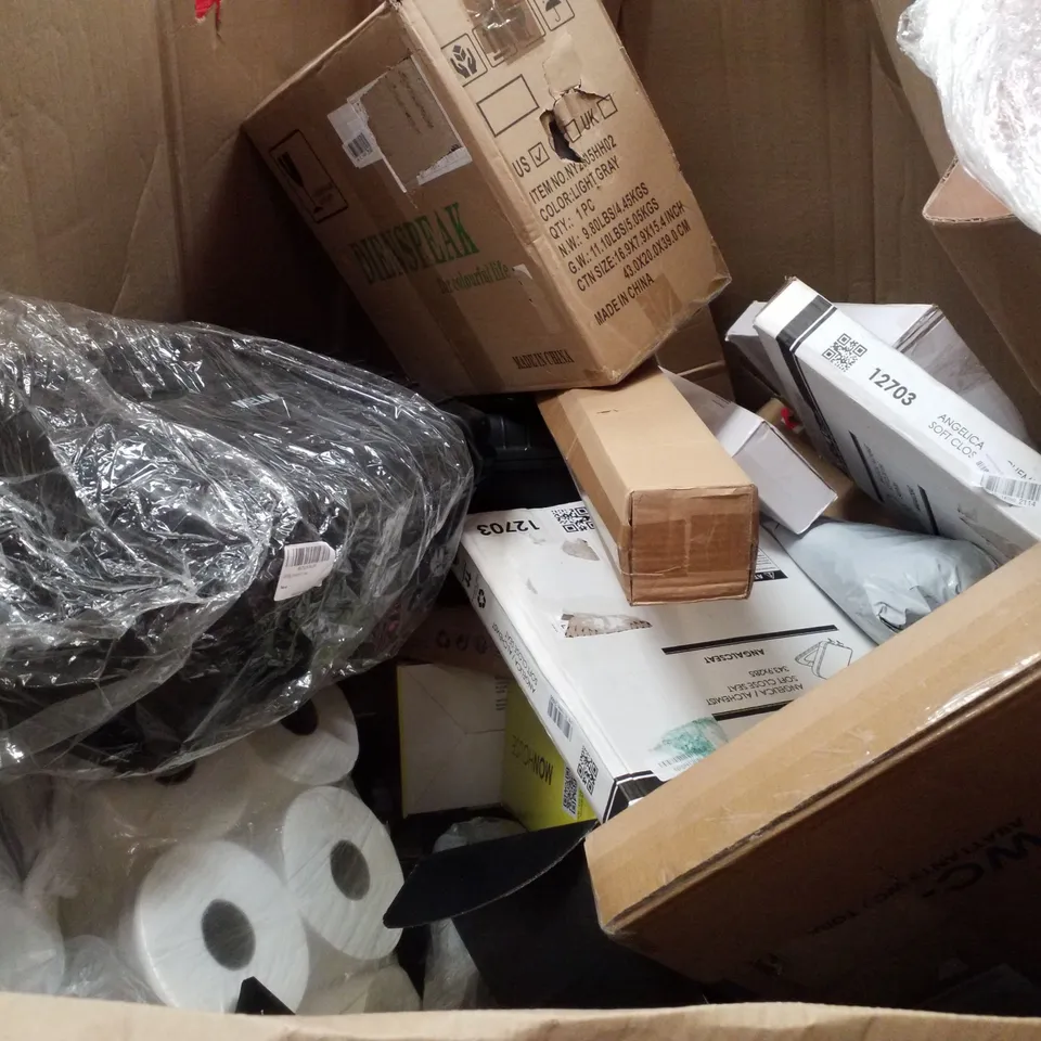 PALLET CONTAINING ASSORTED PRODUCTS INCLUDING SHOE BOXES, TOILET SEAT, ACTIVITY GYM MAT & HEATED THROW 