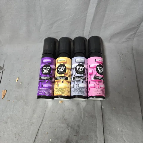 BOX OF APPROXIMATELY 25 ASSORTED MATRIX COLOR BLOW DRY HAIR CARE PRODUCTS INCLUDING HOT PINK/PLATINUM SILVER/GOLDEN BLONDE/BLOOMING ORCHARD