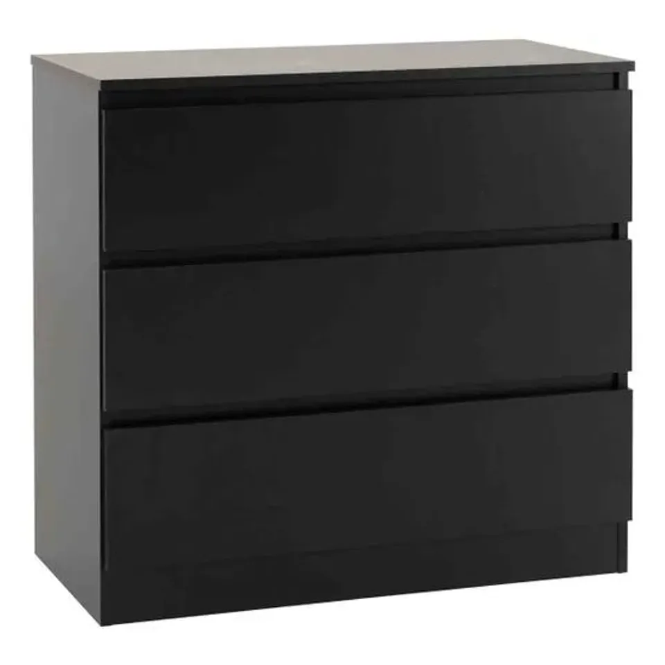 BOXED MALVERN 3 DRAWER CHEST -BLACK- (1 BOX)