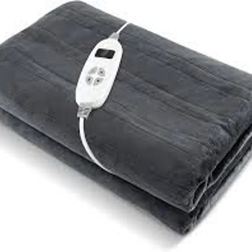 BOXED COSTWAY REVERSIBLE ELECTRIC HEATED BLANKET WITH 10 HEAT SETTINGS - GREY