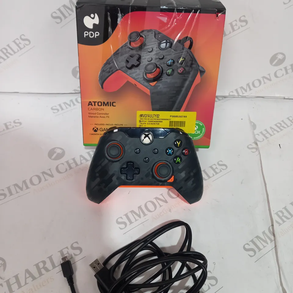 BOXED ATOMIC CARBON WIRED XBOX CONTROLLER