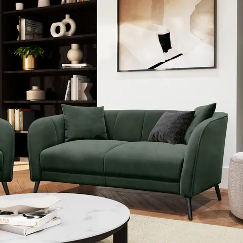 BOXED LOREN 2 SEATER SOFA MOSS GREEN CLASSIC VELVET 