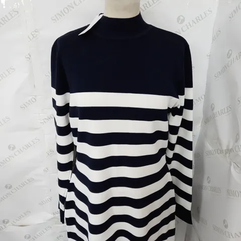 KAREN MILLEN PLUS SIZE STRIPE RIB KNIT BELTED MINI DRESS SIZE XL