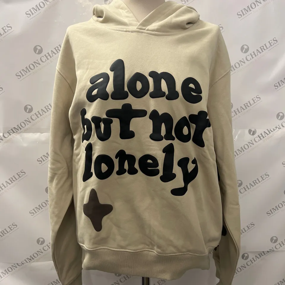 BROKEN PLANET OVERHEAD GRAPHIC HOODIE IN BEIGE SIZE S 