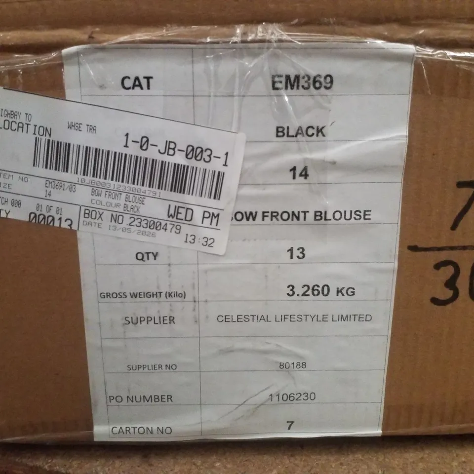 BOX CONTAINING APPROXIMATELY 13 BRAND NEW SIMPLY BE BLACK BOW FRONT BLOUSES - SIZE 14