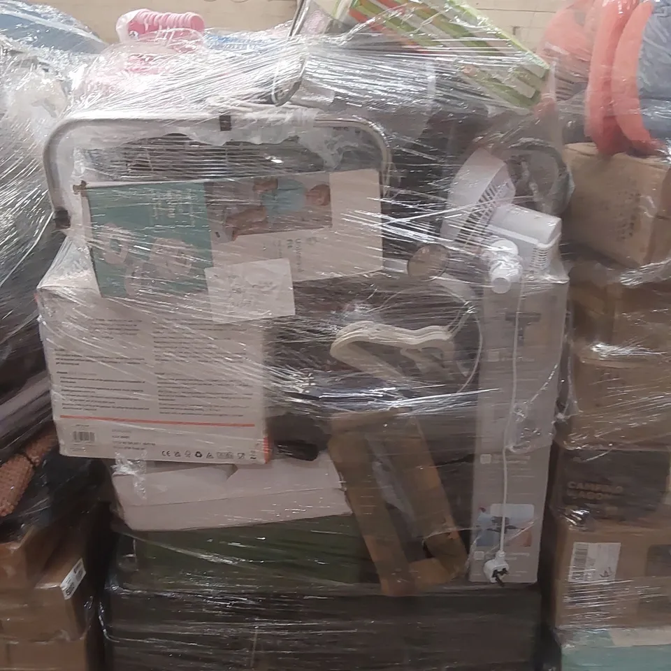 PALLET OF ASSORTED E-COMMERCE GOODS AND PRODUCTS TO INCLUDE: 2-IN-1 CORDLESS VACUUM CLEANER, AIRFRYERS, SUITCASE, CAMPING WAGON, YOGA MAT ECT