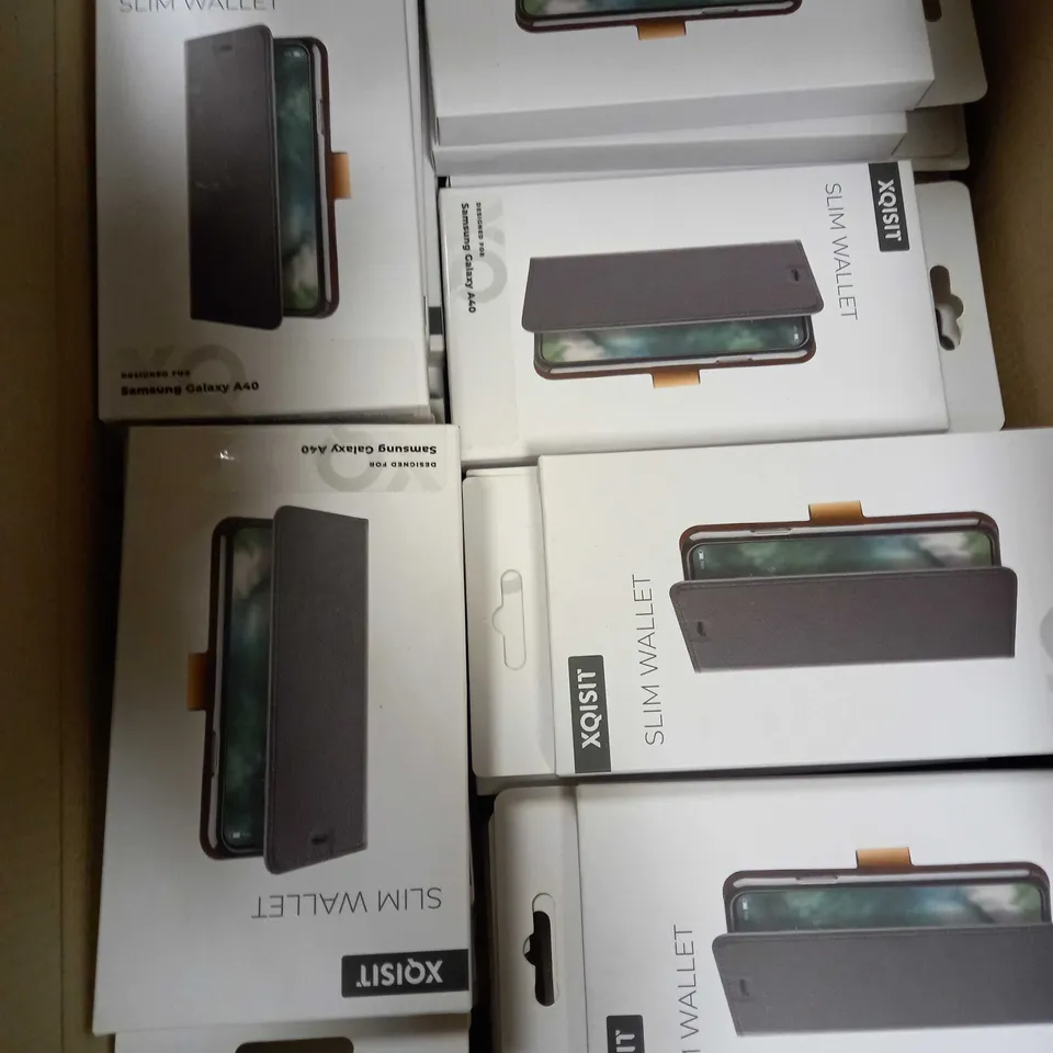 BOX OF APPROXIMATELY 60 BRAND NEW ASSORTED SAMSUNG GALAXY A40 SLIM WALLET CASES