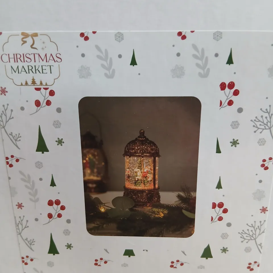 THREE CHRISTMAS LED SNOW GLOBE LANTERN WITH MUSIC – BOXED
