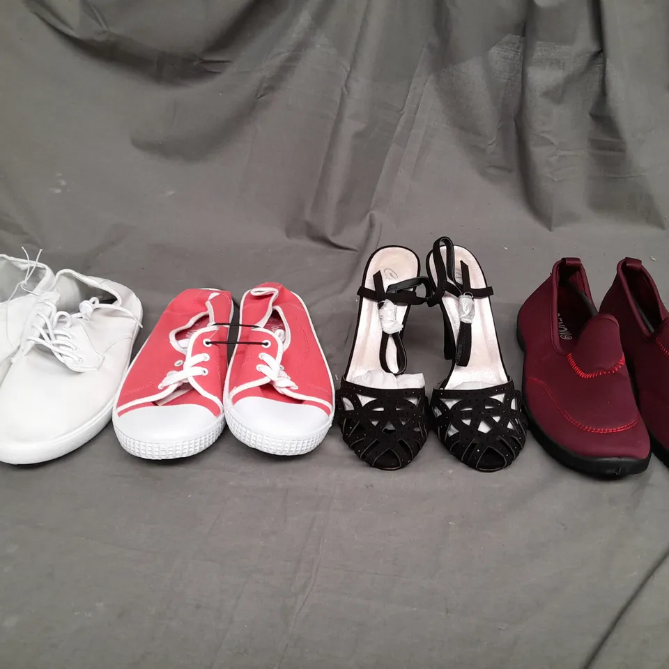 BOX OF APPROXIMATELY 10 ASSORTED PAIRS OF SHOES IN VARIOUS SIZES, COLOURS AND STYLES