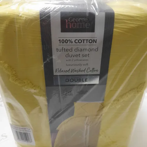 LOT OF 3 GEORGE TUFTED DIAMOND YELLOW DUVET SETS - DOUBLE